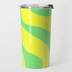 Vivid Abstract Organic Forms Neon Yellow and Green Travel Mug Gallery Image 2