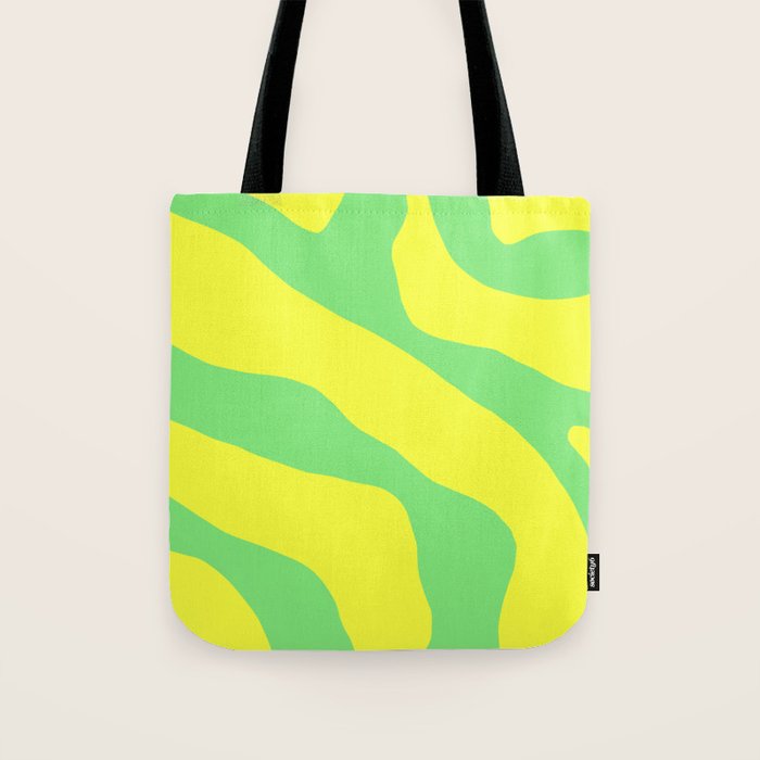 Vivid Abstract Organic Forms Neon Yellow and Green Tote Bag Gallery Image 1