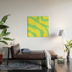 Vivid Abstract Organic Forms Neon Yellow and Green Wood Wall Art Gallery Image 2