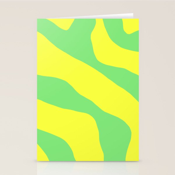 Vivid Abstract Organic Forms Neon Yellow and Green Stationery Card Gallery Image 2