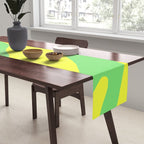 Vivid Abstract Organic Forms Neon Yellow and Green Table Runner Gallery Image 2