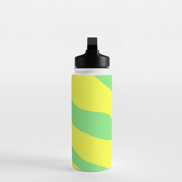 Vivid Abstract Organic Forms Neon Yellow and Green Water Bottle Gallery Image 3