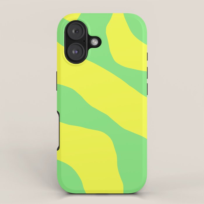 Vivid Abstract Organic Forms Neon Yellow and Green iPhone Case Gallery Image 1