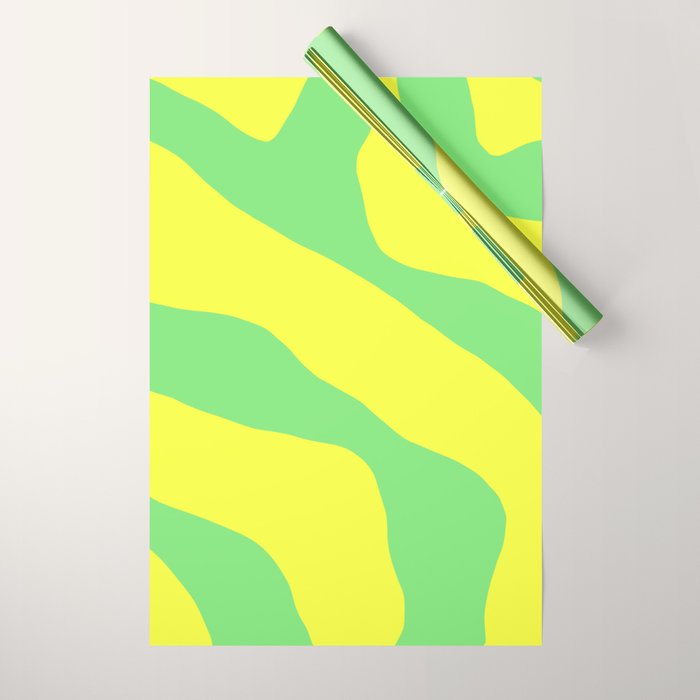 Vivid Abstract Organic Forms Neon Yellow and Green Wrapping Paper Gallery Image 1
