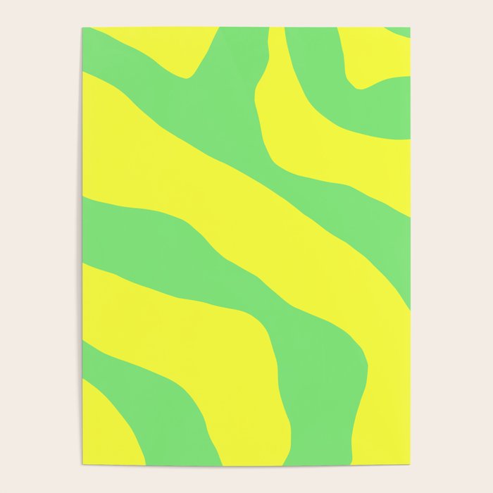 Vivid Abstract Organic Forms Neon Yellow and Green Poster Gallery Image 4