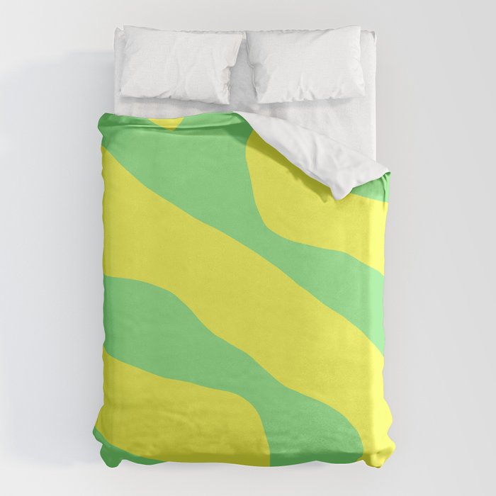 Vivid Abstract Organic Forms Neon Yellow and Green Duvet Cover Gallery Image 1