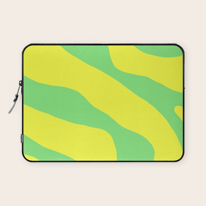 Vivid Abstract Organic Forms Neon Yellow and Green Laptop Sleeve Gallery Image 1