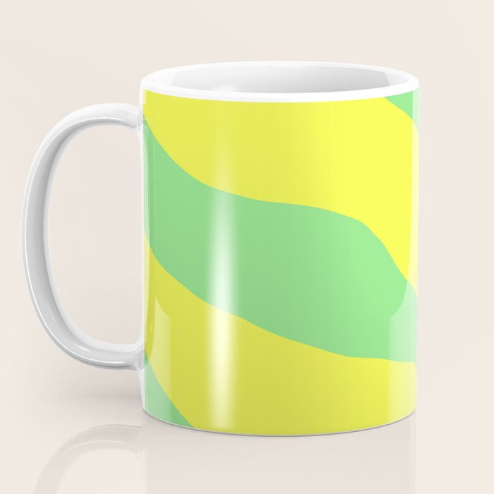 Vivid Abstract Organic Forms Neon Yellow and Green Coffee Mug Gallery Image 3