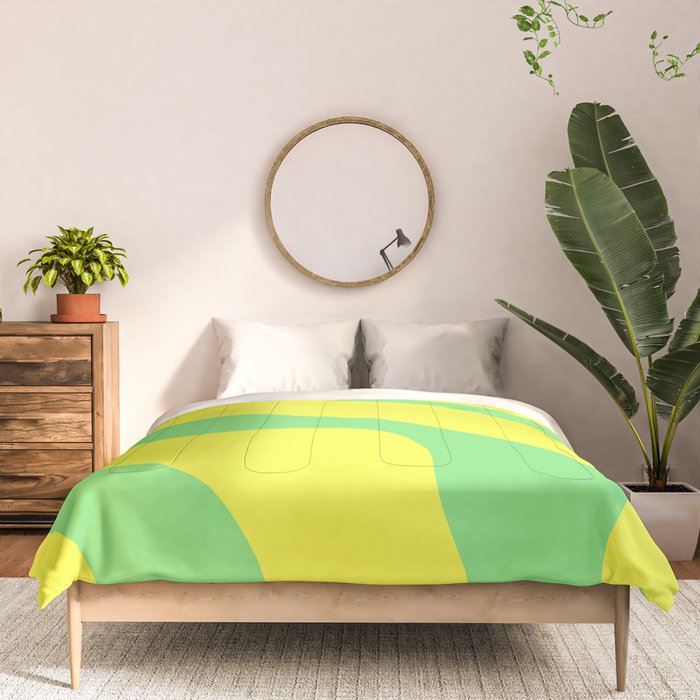 Vivid Abstract Organic Forms Neon Yellow and Green Comforter Gallery Image 3