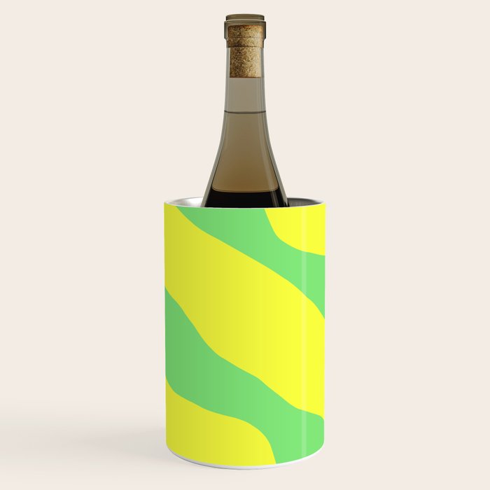 Vivid Abstract Organic Forms Neon Yellow and Green Wine Chiller Gallery Image 1
