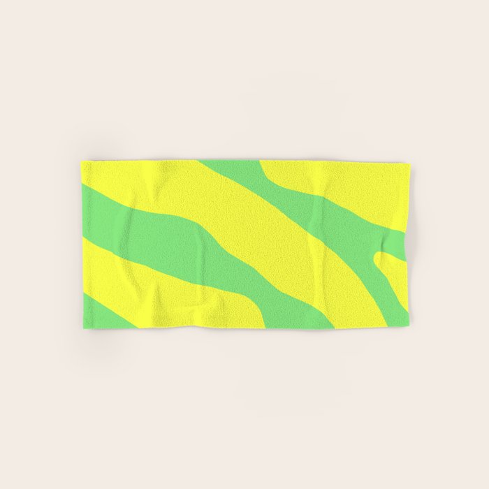 Vivid Abstract Organic Forms Neon Yellow and Green Bath Towel Gallery Image 1