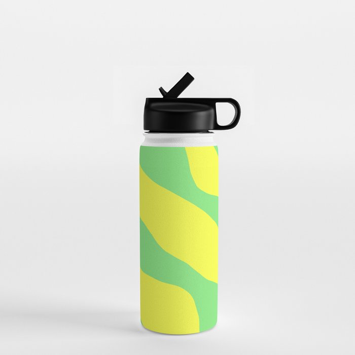 Vivid Abstract Organic Forms Neon Yellow and Green Water Bottle Gallery Image 1