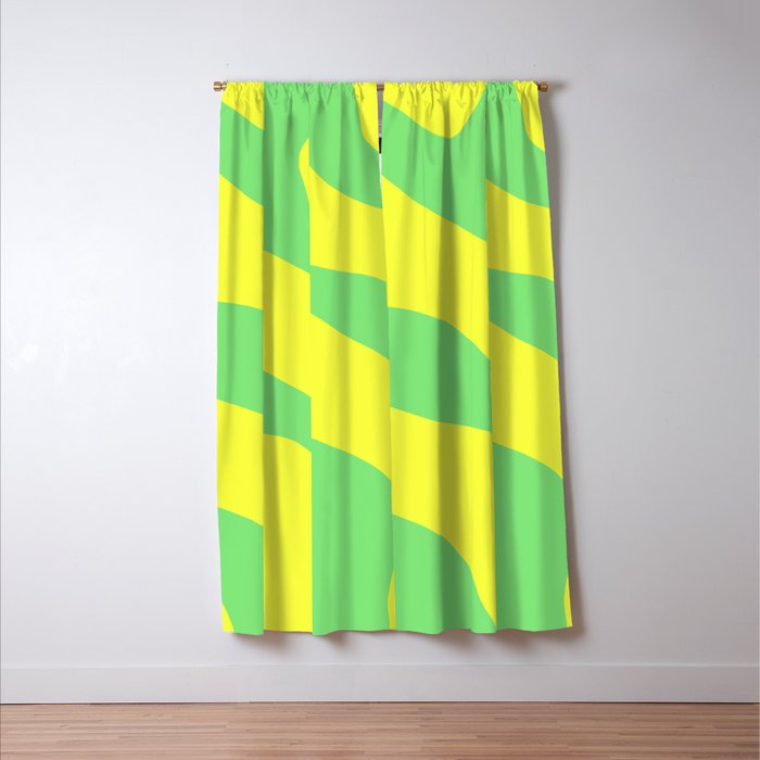 Vivid Abstract Organic Forms Neon Yellow and Green Window Curtain Gallery Image 3