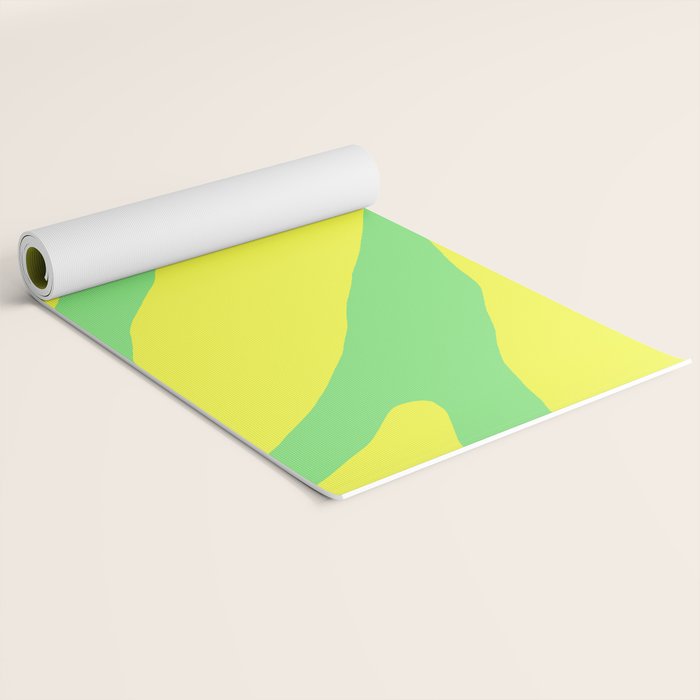 Vivid Abstract Organic Forms Neon Yellow and Green Yoga Mat Gallery Image 2