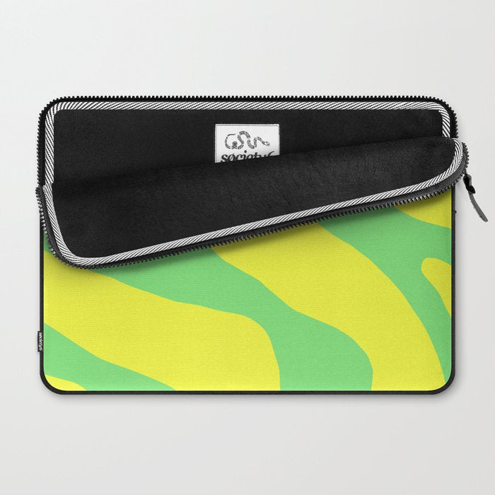 Vivid Abstract Organic Forms Neon Yellow and Green Laptop Sleeve Gallery Image 2