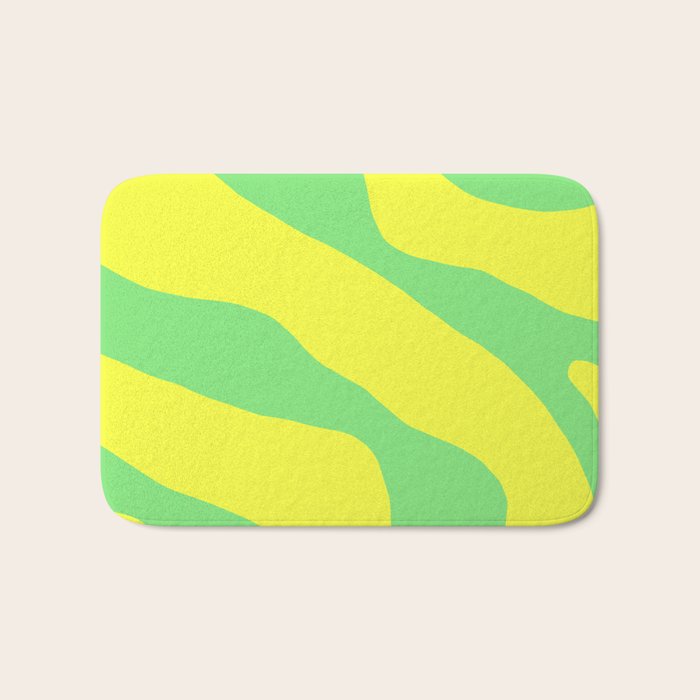 Vivid Abstract Organic Forms Neon Yellow and Green Bath Mat Gallery Image 1