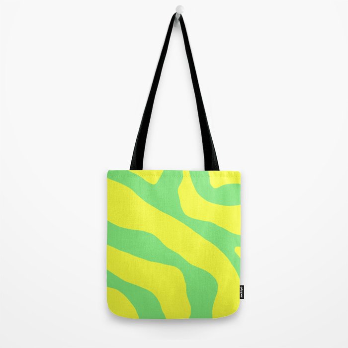 Vivid Abstract Organic Forms Neon Yellow and Green Tote Bag Gallery Image 2