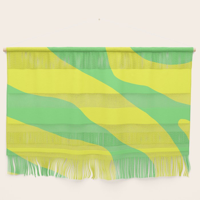 Vivid Abstract Organic Forms Neon Yellow and Green Wall Hanging Gallery Image 1