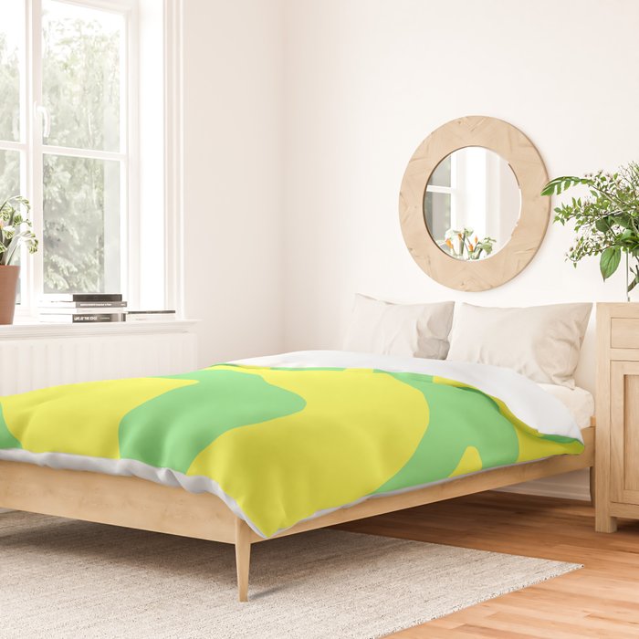 Vivid Abstract Organic Forms Neon Yellow and Green Duvet Cover Gallery Image 2