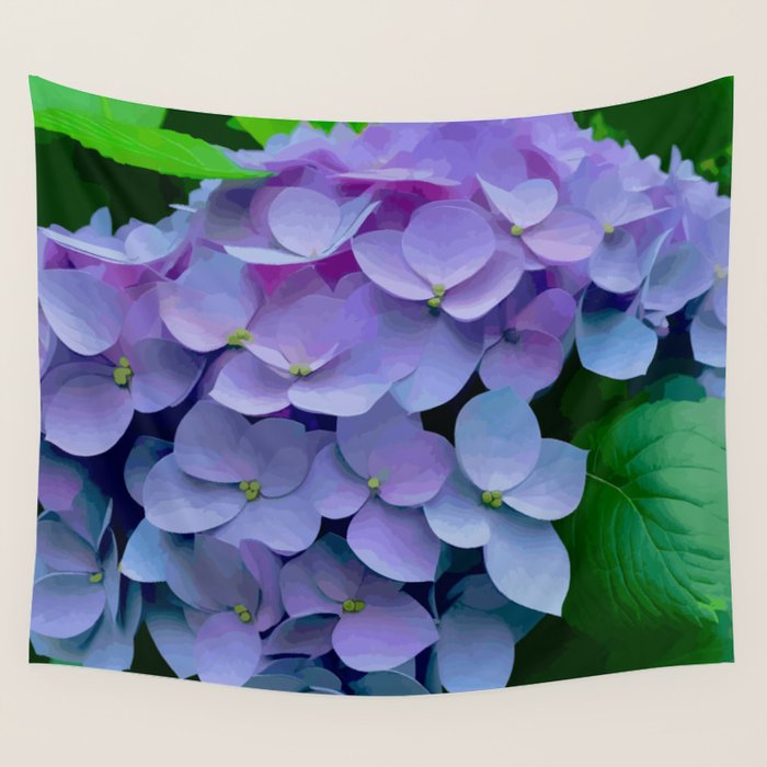 Pink and Blue Hydrangea Flower Color Variations Wall Tapestry Gallery Image 4
