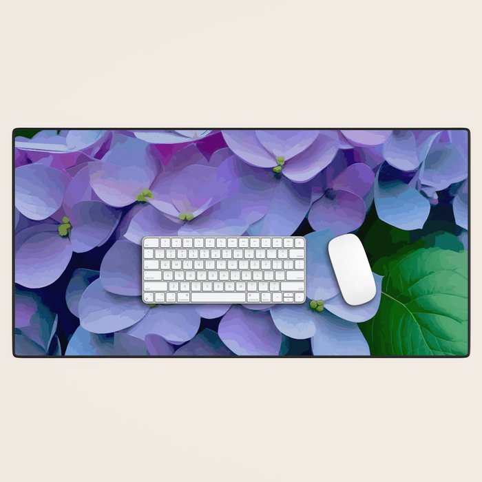 Pink and Blue Hydrangea Flower Color Variations Desk Mat Gallery Image 1