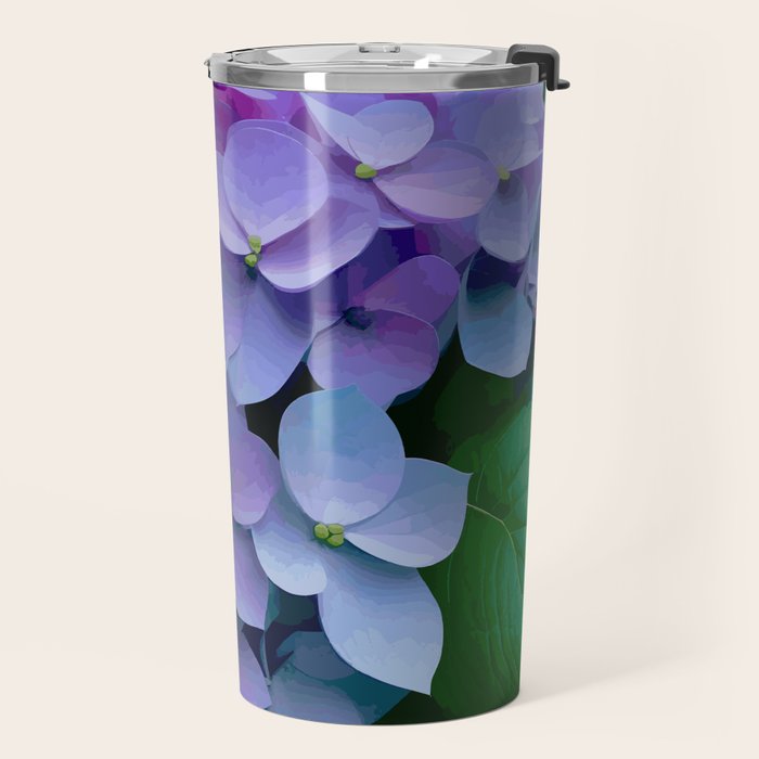 Pink and Blue Hydrangea Flower Color Variations Travel Mug Gallery Image 2