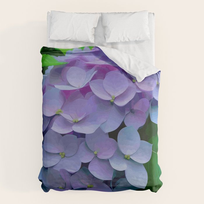 Pink and Blue Hydrangea Flower Color Variations Duvet Cover Gallery Image 1