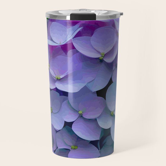 Pink and Blue Hydrangea Flower Color Variations Travel Mug Gallery Image 1