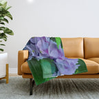 Pink and Blue Hydrangea Flower Color Variations Throw Blanket Gallery Image 1