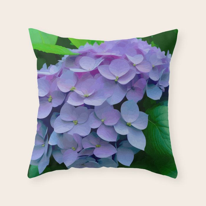 Pink and Blue Hydrangea Flower Color Variations Throw Pillow Gallery Image 6