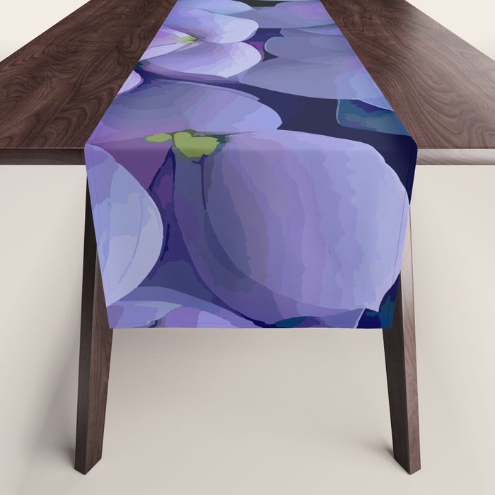 Pink And Blue Hydrangea Flower Color Variations Table Runner