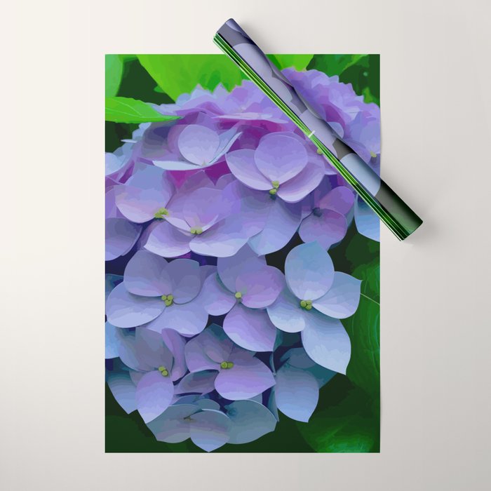 Pink and Blue Hydrangea Flower Color Variations Wrapping Paper Gallery Image 1