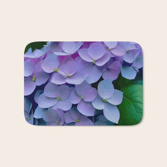 Pink and Blue Hydrangea Flower Color Variations Bath Mat Gallery Image 1