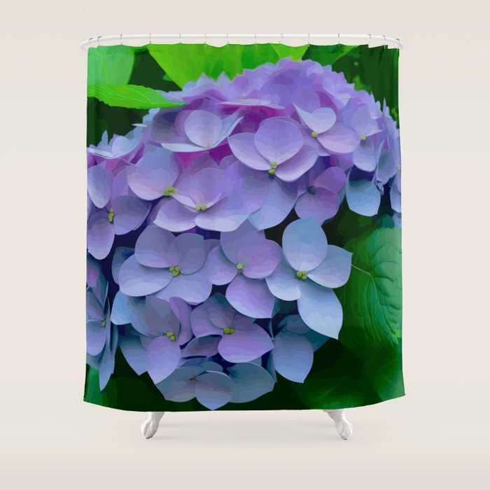 Pink and Blue Hydrangea Flower Color Variations Shower Curtain Gallery Image 1
