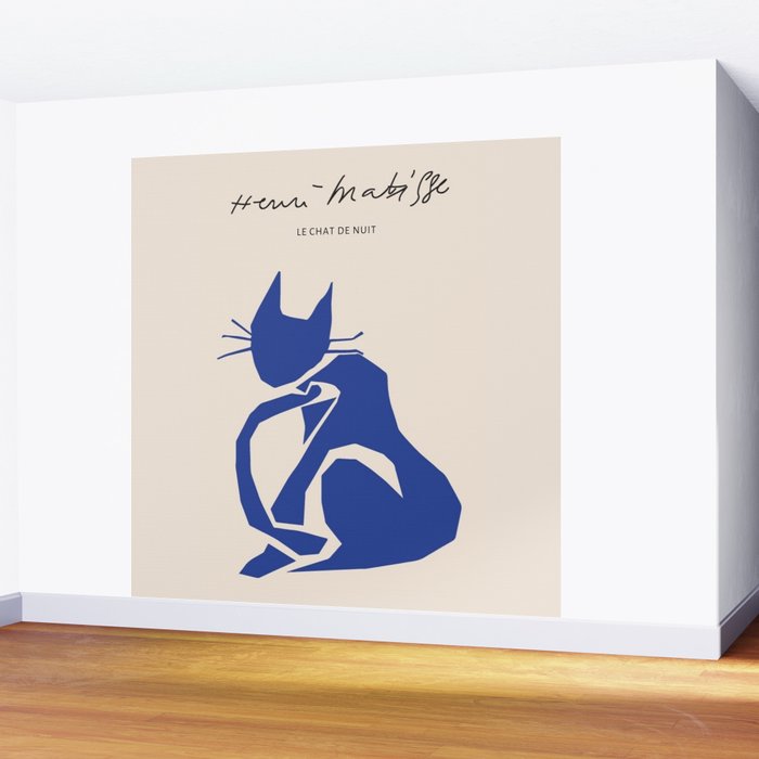 Henri Matisse 'The Night Cat' Blue Feline Abstract Figure Art Wall Mural Gallery Image 2