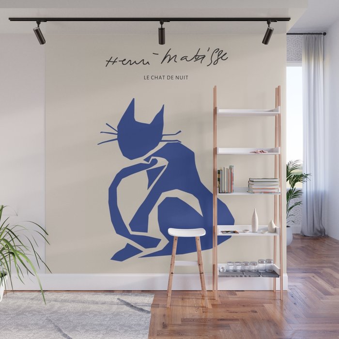 Henri Matisse 'The Night Cat' Blue Feline Abstract Figure Art Wall Mural Gallery Image 1