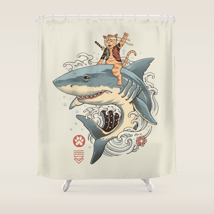 Cat Shark Shower Curtain Gallery Image 1