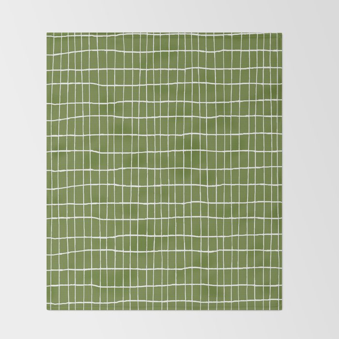 Olive Green Grid | PATTERN 05: The Retro Edition Throw Blanket Gallery Image 2