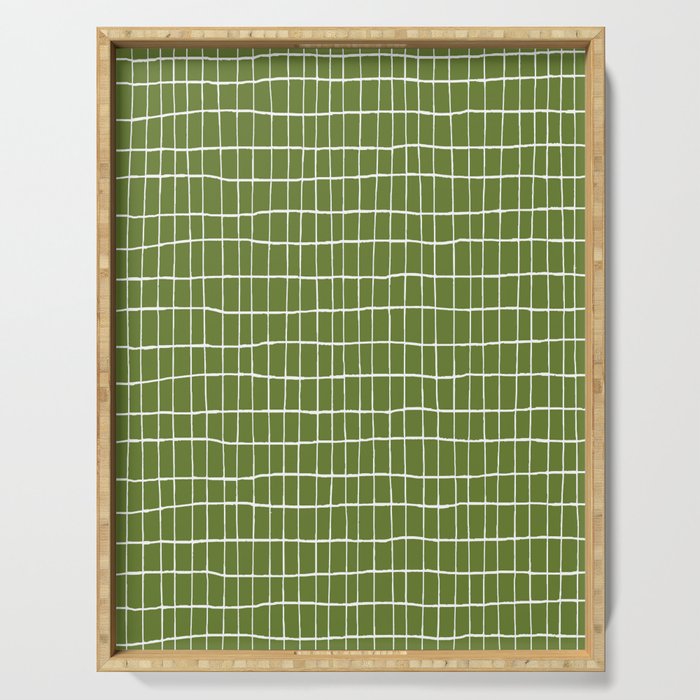 Olive Green Grid | PATTERN 05: The Retro Edition Serving Tray Gallery Image 1