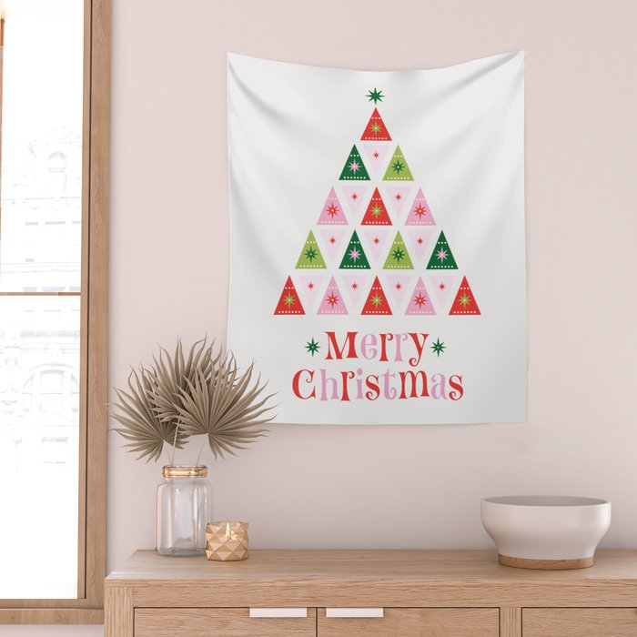 Merry Christmas Tree Wall Tapestry Gallery Image 2