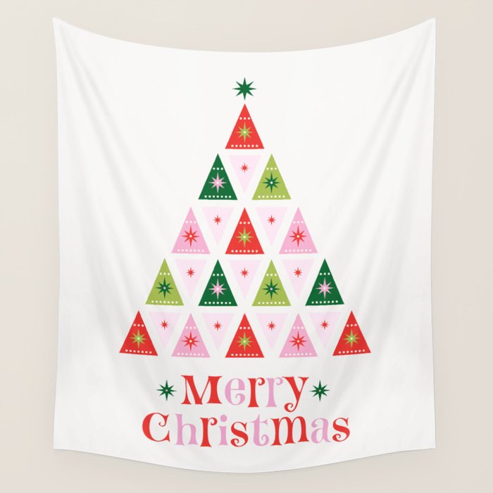 Merry Christmas Tree Wall Tapestry Gallery Image 4