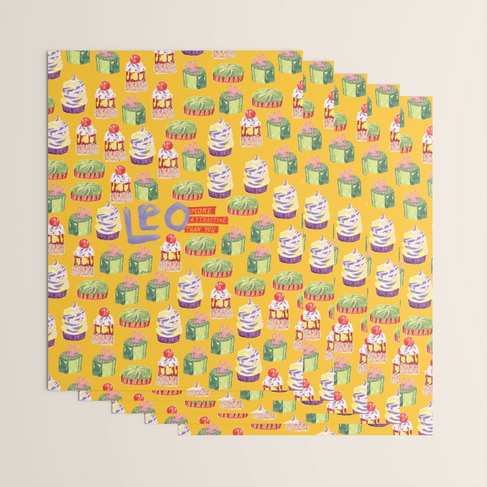 Leo Birthday Treats in Orange | Zodiac Series Wrapping Paper Gallery Image 3