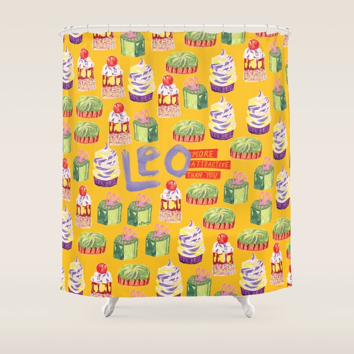 Leo Birthday Treats in Orange | Zodiac Series Shower Curtain Gallery Image 1