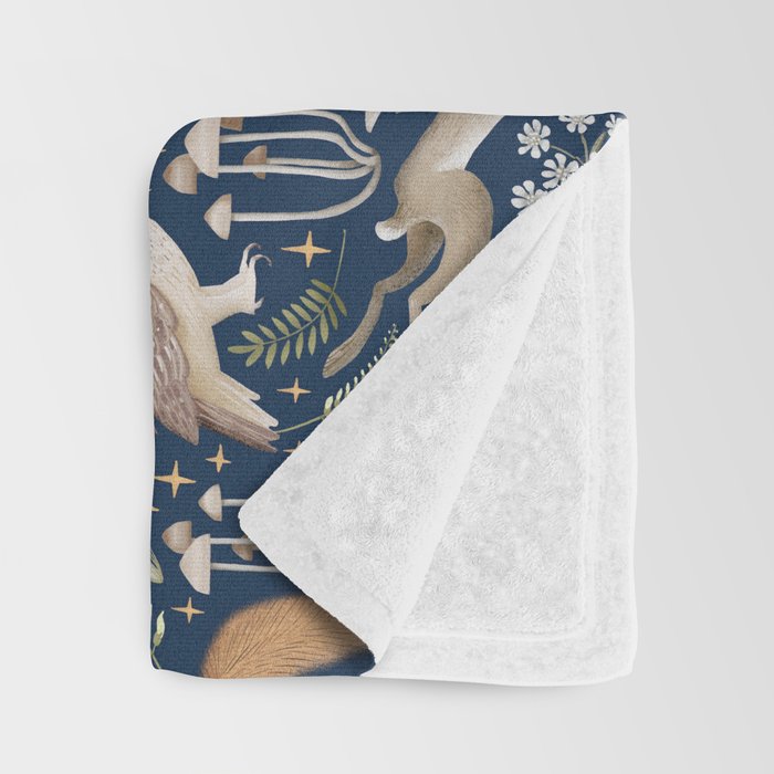 Enchanted Magical Midnight Forest Animals Throw Blanket Gallery Image 3