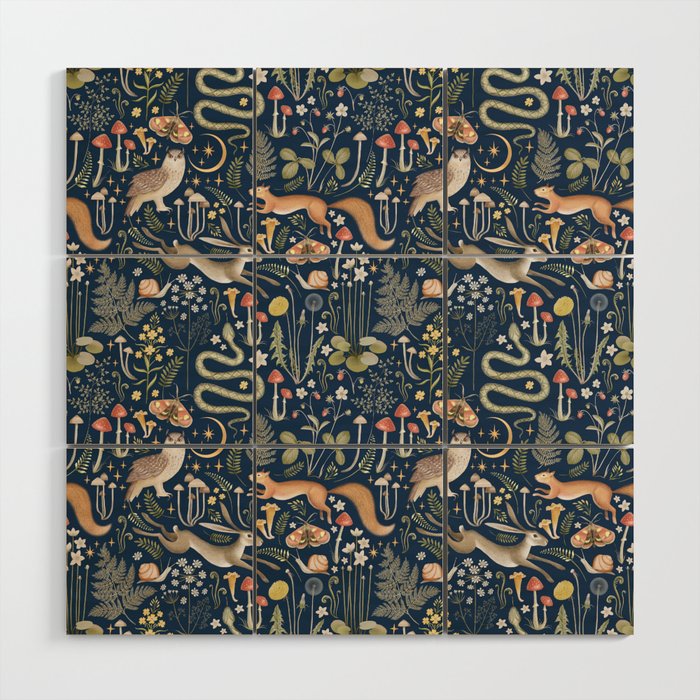Enchanted Magical Midnight Forest Animals Wood Wall Art Gallery Image 1