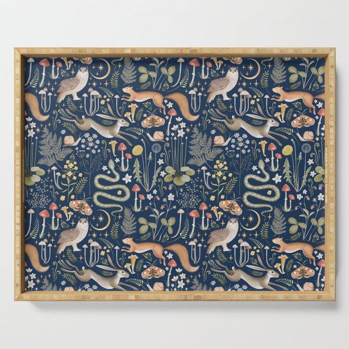 Enchanted Magical Midnight Forest Animals Serving Tray Gallery Image 1