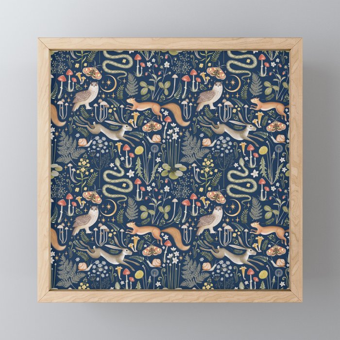 Enchanted Magical Midnight Forest Animals Mini Art Print Gallery Image 1