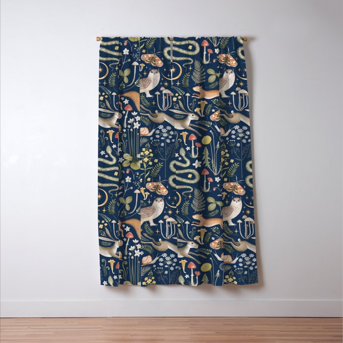 Enchanted Magical Midnight Forest Animals Window Curtain Gallery Image 3