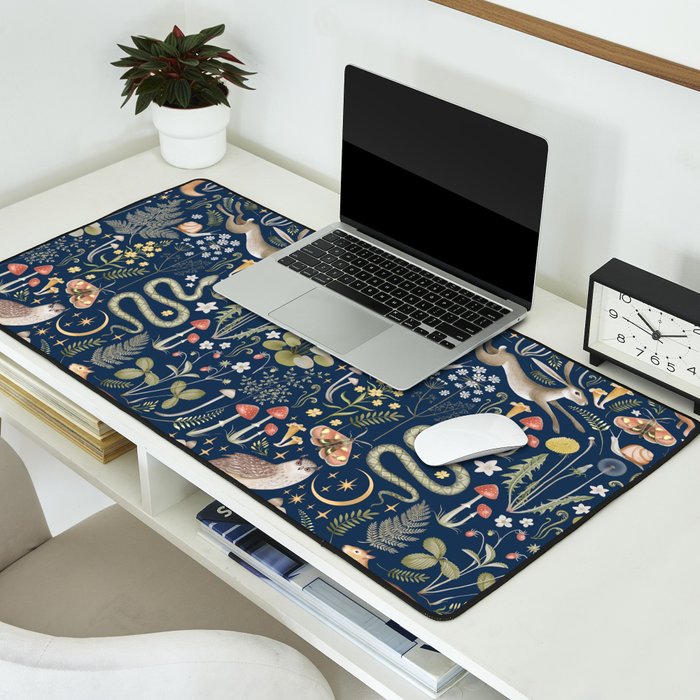 Enchanted Magical Midnight Forest Animals Desk Mat Gallery Image 2