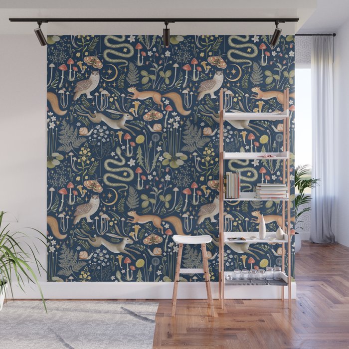 Enchanted Magical Midnight Forest Animals Wall Mural Gallery Image 1